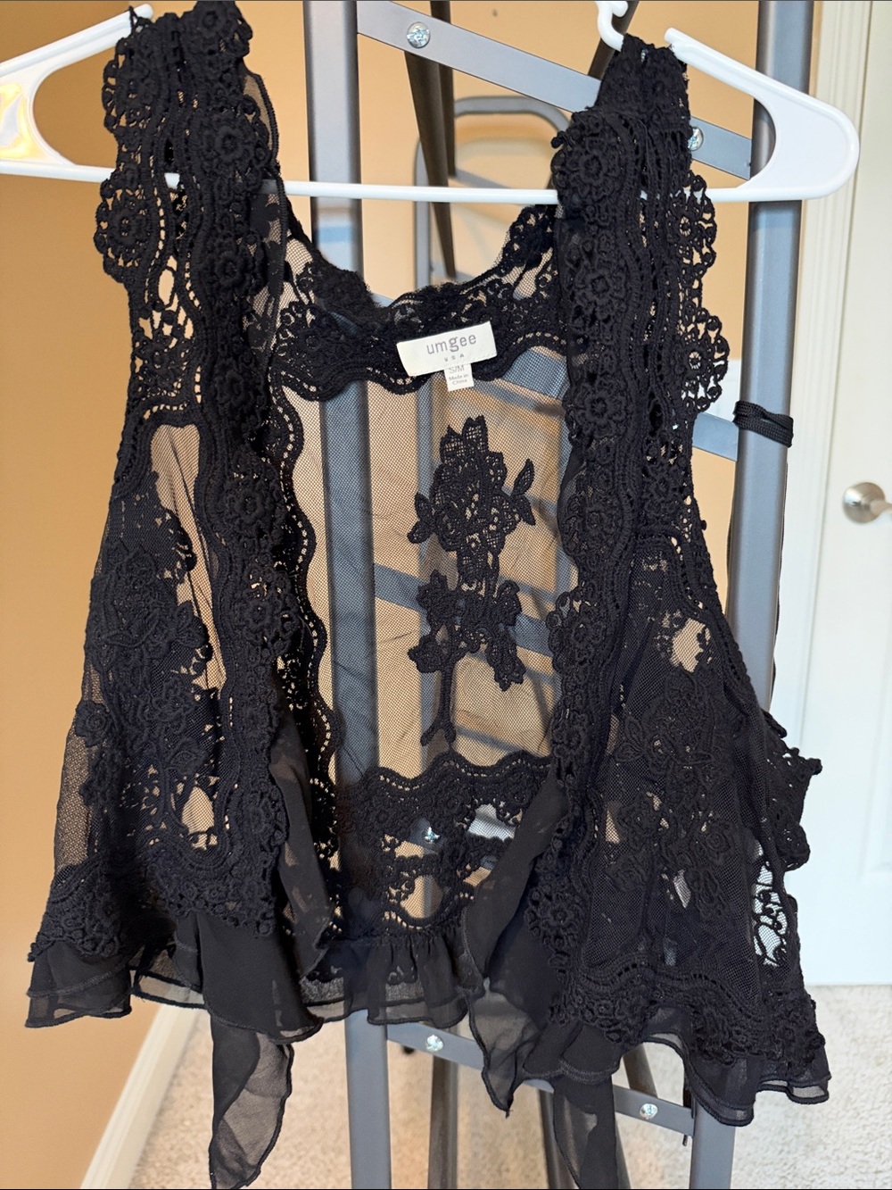 Umgee Black Crochet Lace Sheer Cover-Up Vest